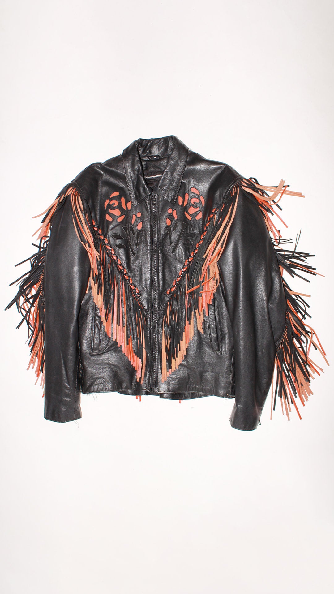 Unik leather shop jacket with fringe